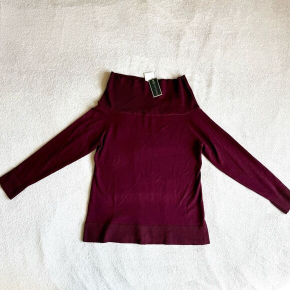 NWT Cable & Gauge Burgundy Off The Shoulder Strappy Sweater - Picture 15 of 16